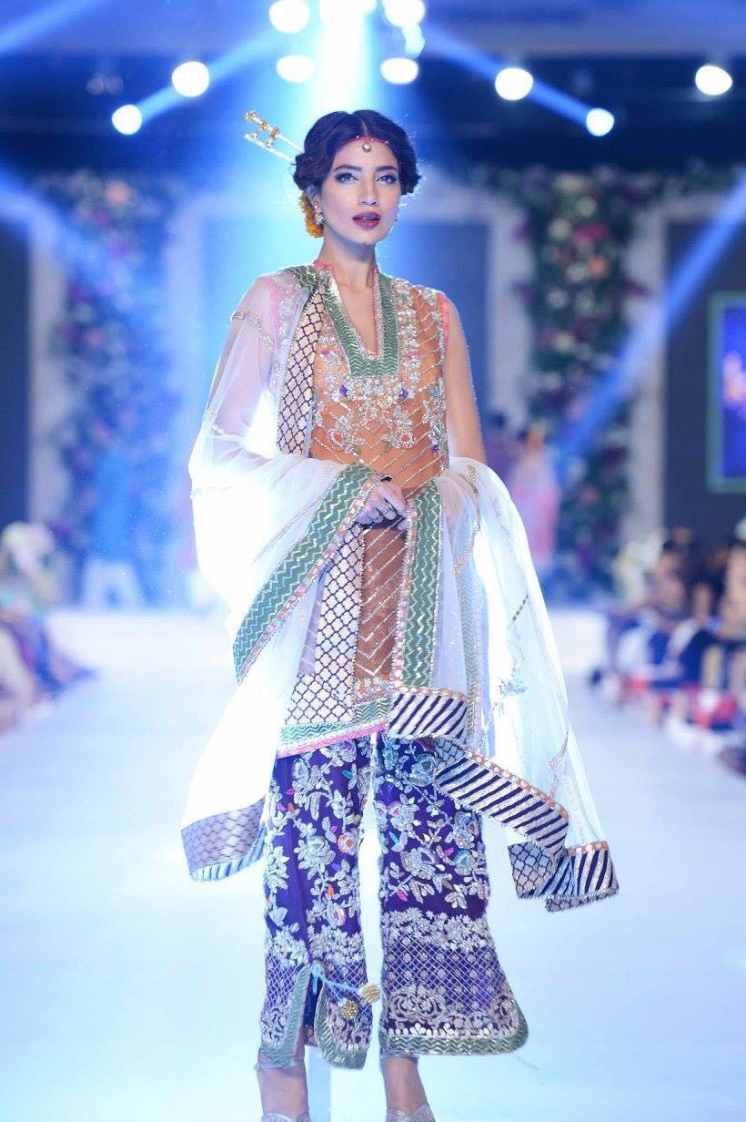 Mina Hassan Bridal Full Embroidered Net Dress 2016