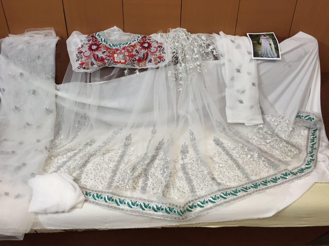 Mina Hassan Bridal White Chiffon Embroidered