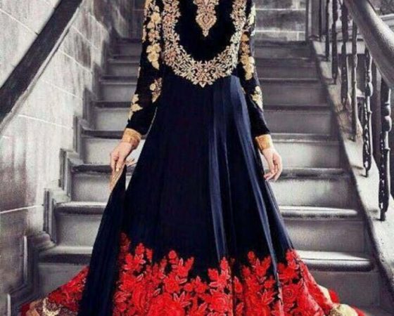 Indian Embroidered Chiffon Frock 2016