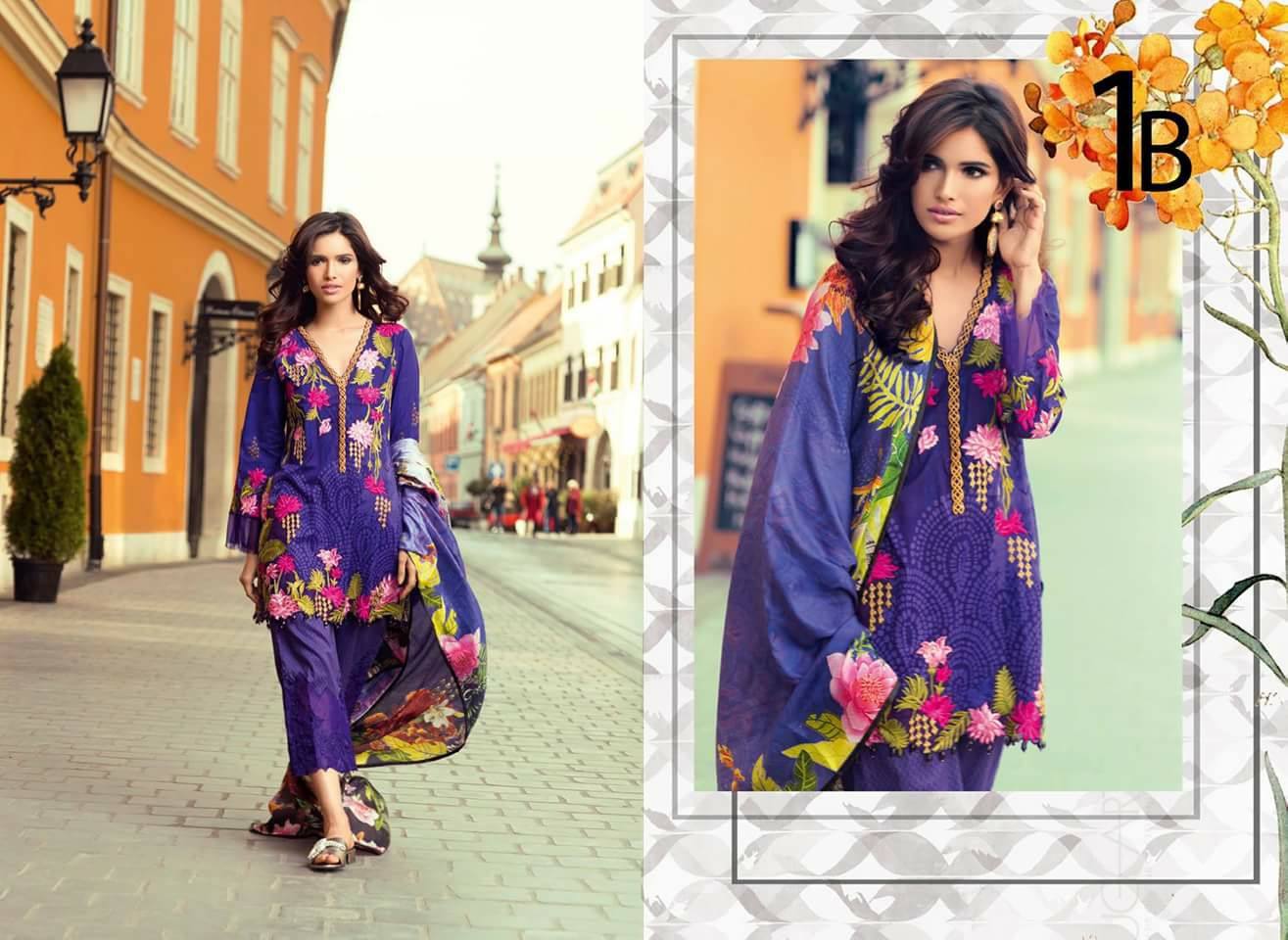Mina Hassan Embroidered Lawn Collection 2017 Design1B