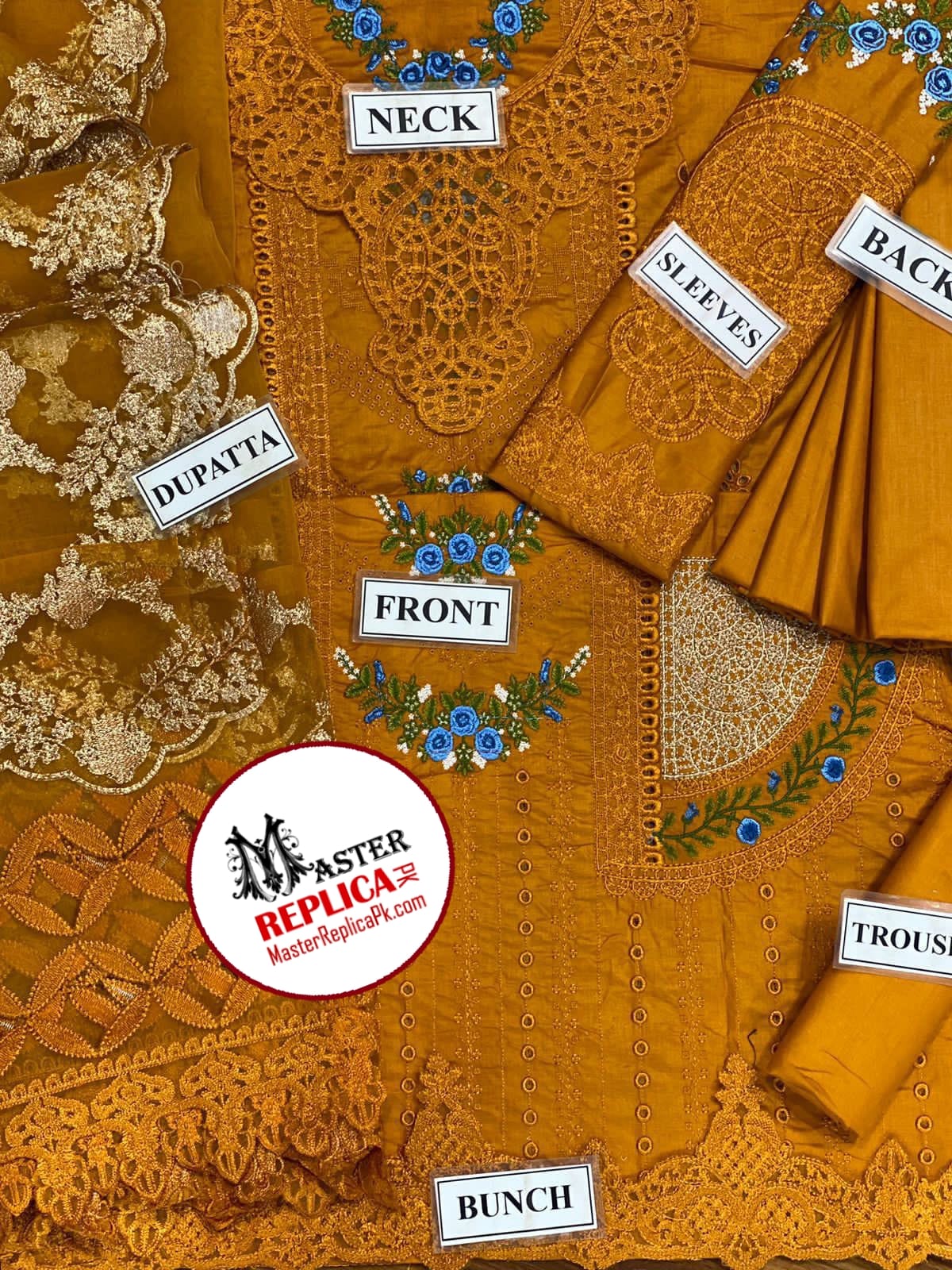 Maria.b Cotton Chikankari Embroidered 2023 with Organza Emb Dupatta, Cotton Trouser Fabric